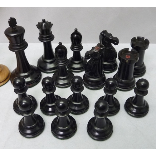 426 - A cased set of carved wood Staunton pattern chessmen by Jaques & Son, London.