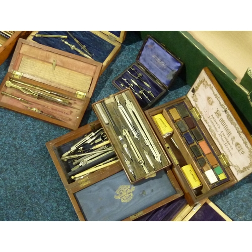 437 - Various rolling rulers, drawing sets etc, some incomplete