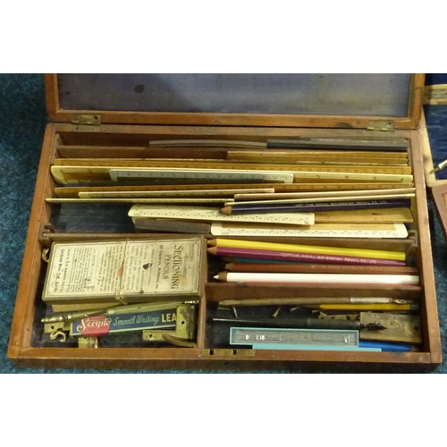 437 - Various rolling rulers, drawing sets etc, some incomplete