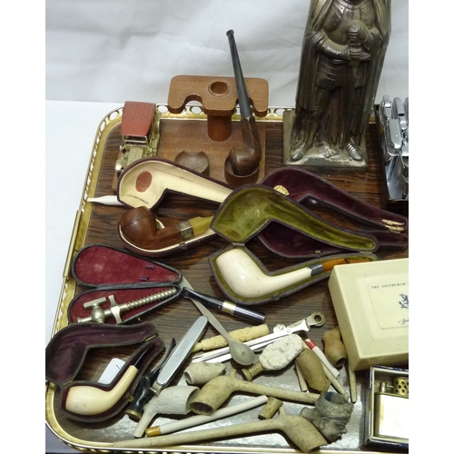 448 - A large collection of cigarette lighters, smokers pipes, cigarette cases and holders etc, many a/f.