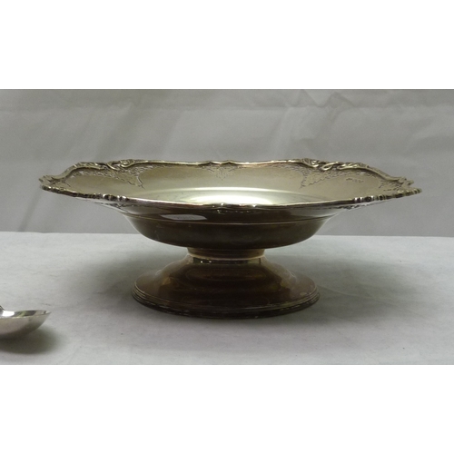 556 - A silver pedestal bowl having applied and pierced decoration, 20th cent, 228mm across diagonal; a Vi... 