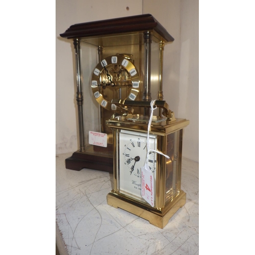 4 - A West German mantle clock together with a Woodford carriage clock (2).