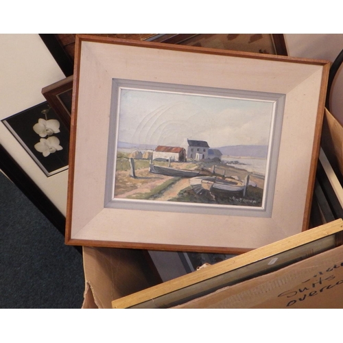 856 - A qty of various prints and pictures to include two Alan McKenna coastal oils etc.