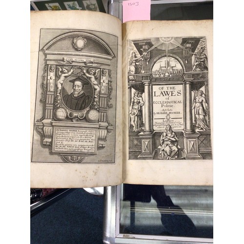 8 - BOOKS, Religious History, The Works of Richard Hooker . . . Ecclesiastical Polity (London 1666), tit... 