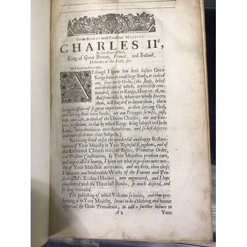 8 - BOOKS, Religious History, The Works of Richard Hooker . . . Ecclesiastical Polity (London 1666), tit... 