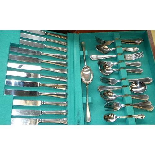 17 - A 3 Piece silver plated tea set together with further silver plate, pewter, canteen etc (2)