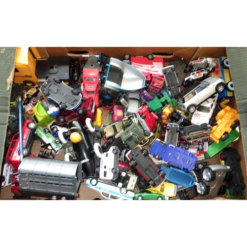 18 - Two boxes of various die cast and plastic vehicles to include HotWheels, Matchbox etc (2)