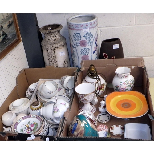 21 - A qty of various ceramics to include a large West German lava vase, Shelley, Aynsley, Royal Albert, ... 