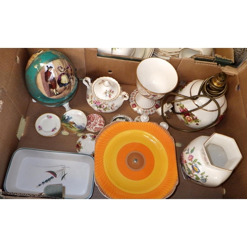 21 - A qty of various ceramics to include a large West German lava vase, Shelley, Aynsley, Royal Albert, ... 