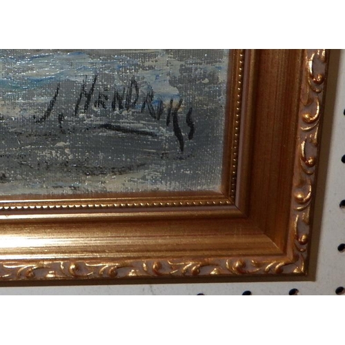 27 - J Hendriks marine view with steamer oil on canvas 85 x 45cm inc frame
