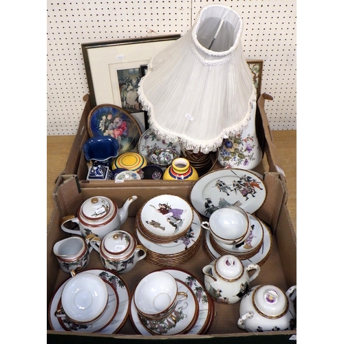 46 - Two Oriental part tea sets together with a qty of misc ceramics, lamps & 7 various prints and pictur... 