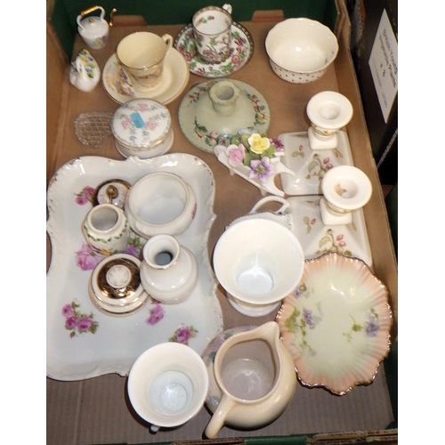 47 - Five boxes of misc ceramics and glass to include Spode meat drainer, Toby jugs etc