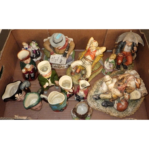 47 - Five boxes of misc ceramics and glass to include Spode meat drainer, Toby jugs etc