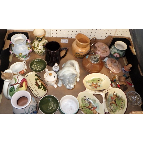 47 - Five boxes of misc ceramics and glass to include Spode meat drainer, Toby jugs etc