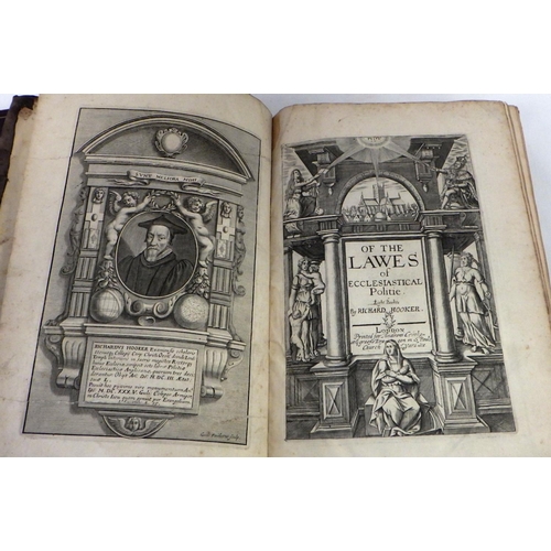 8 - BOOKS, Religious History, The Works of Richard Hooker . . . Ecclesiastical Polity (London 1666), tit... 