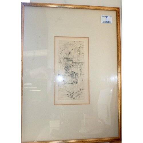 1 - After Hans Bellmer (German 1902 - 1975): untitled etching from the Madame Edwarda suite c1965, signe... 