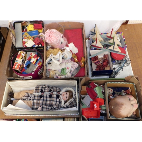 60 - A group of misc toys, dolls house furniture, dolls, lego etc (qty)