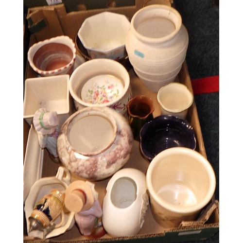 119 - A set of cast kitchen scales and weights together with earthen ware flagon, mixing bowls, Epns flat ... 