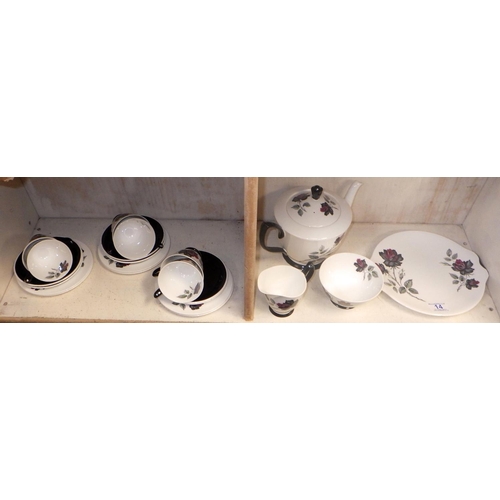 14 - A Royal Albert Masquerade tea set comprising of Tea pot, sugar bowl, milk jug, sandwich plate and si... 