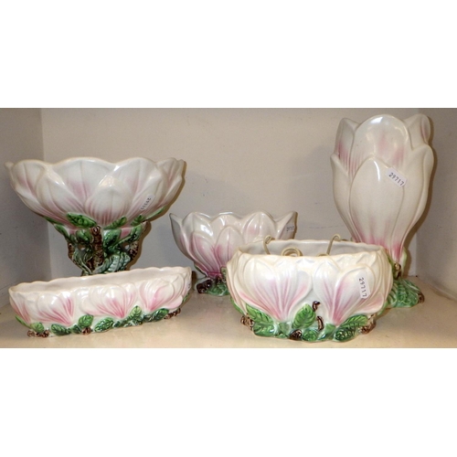 9 - Five Sylvac Crocus pattern planters