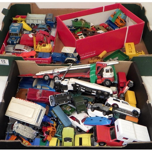 15 - A qty of various Die Cast vehicles to include Majorette,  Britains trailer, Tractor, Corgi etc (2)