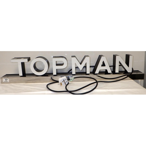 17 - A TOPMAN electrical sign / light 90cm long