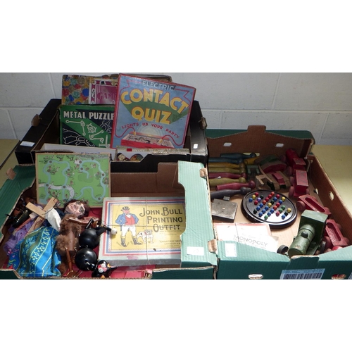 25 - Three boxes of various vintage toys & games