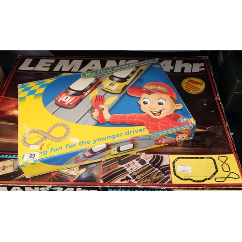 69 - A Le Mans 24hr Scalextric together with My First Scalextric and a box of accessories and parts (3)