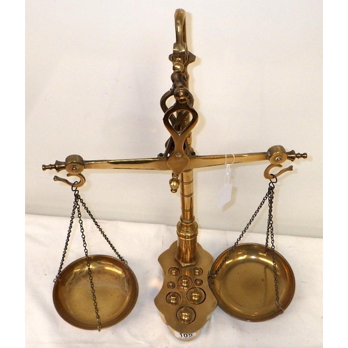 105 - A set of brass balance scales