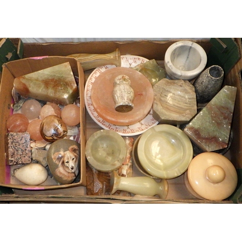 126 - Two boxes of misc stone, onyx etc (2)