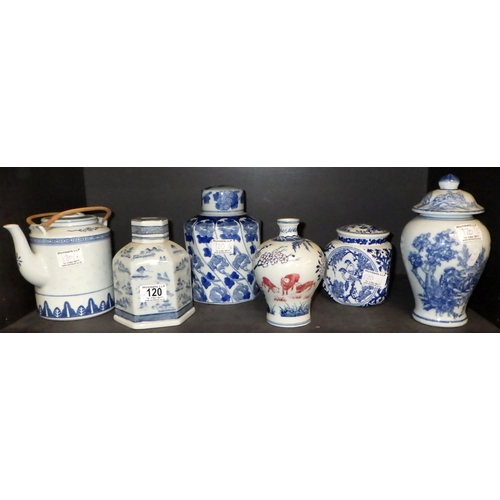 120 - Six various Oriental ceramics too include Tea pot, tea  caddies etc (6)