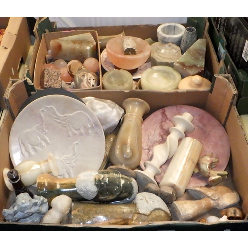 126 - Two boxes of misc stone, onyx etc (2)