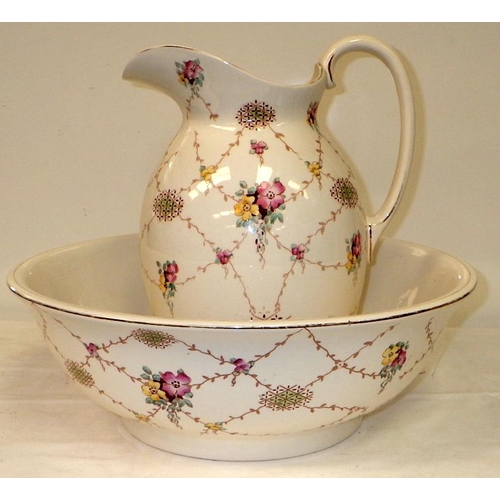 140 - A Large Crown Devon jug & bowl