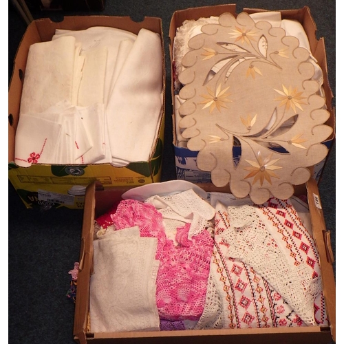 146 - Three boxes of linens (3)