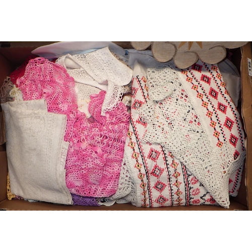 146 - Three boxes of linens (3)