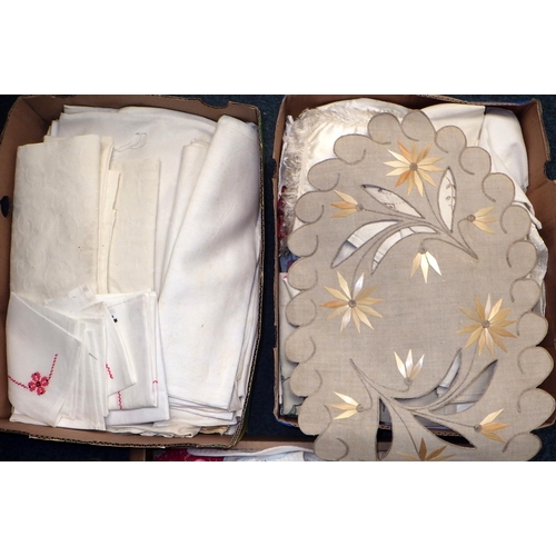 146 - Three boxes of linens (3)