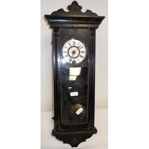 220 - A small Vienna wall clock 47cm tall together with a Slate mantle clock both AF