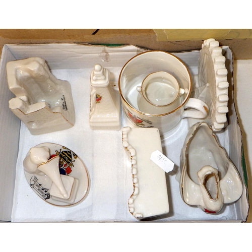 226 - Two boxes of misc crested china to include Carlton HMV gramophone on an oval base, Carlton Scarborou... 