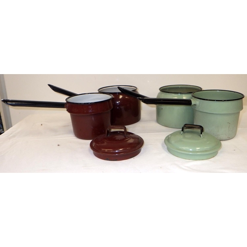 228 - Two vintage enamel pans