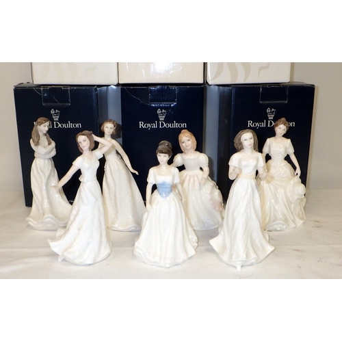 241 - Seven small Royal Doulton figures 13-16cm tall (6 with boxes)