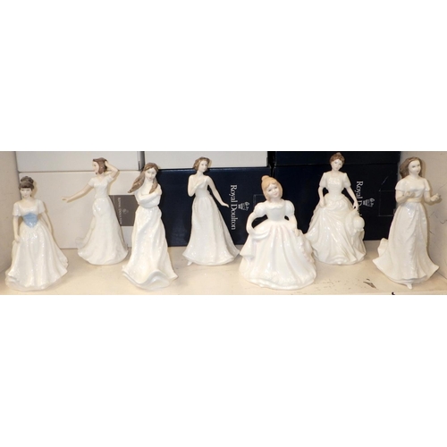 241 - Seven small Royal Doulton figures 13-16cm tall (6 with boxes)