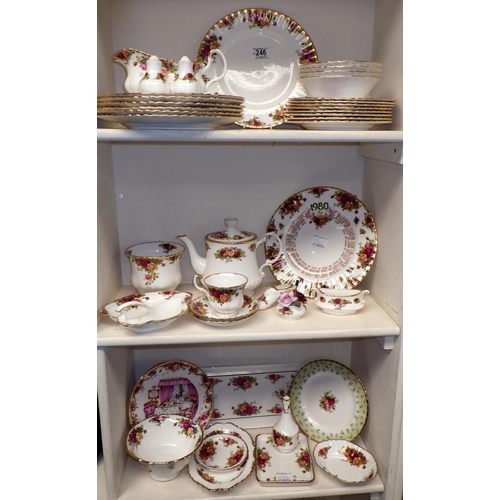 246 - A large qty of Royal Albert country Rose to include dinner plates, side plates, bowls, trinkets toge... 