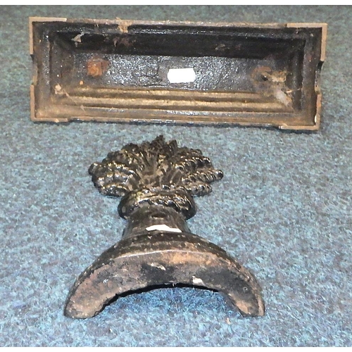 161 - A Cast iron horse door stop together with a Sheaf of corn stop (2)