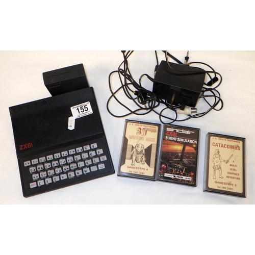 155 - A Sinclair Zx81 with 3 cassettes