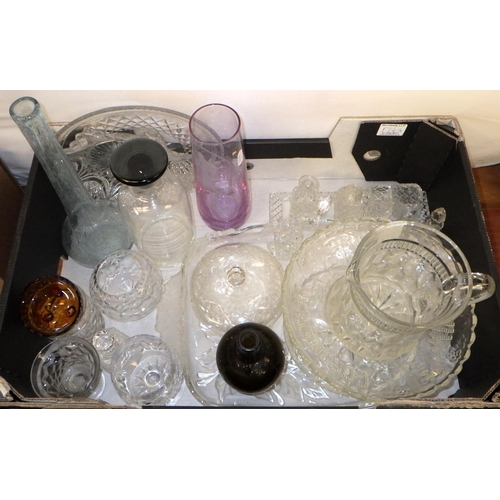 174 - Two boxes of misc glass to include shades, lidded jars etc (2)