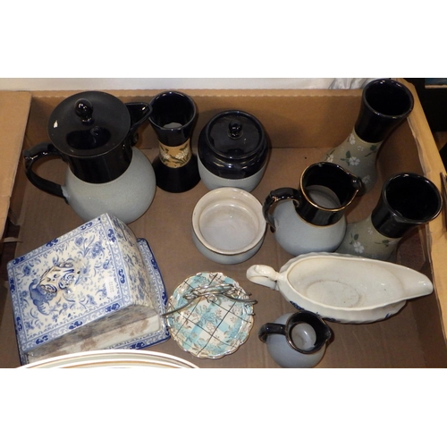 175 - Four boxes of misc ceramics to include plates etc (2)