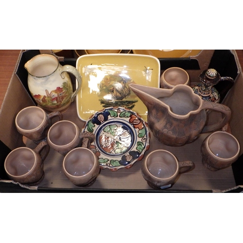 177 - Two boxes of misc to include stoneware flagons, Gresley T.G GREEN kitchen jars etc (2)