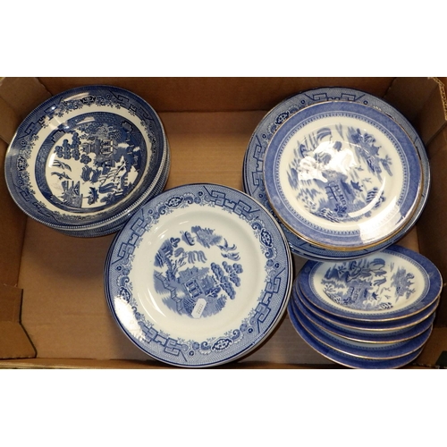 178 - Four boxes of misc ceramics mainly blue & white (4)