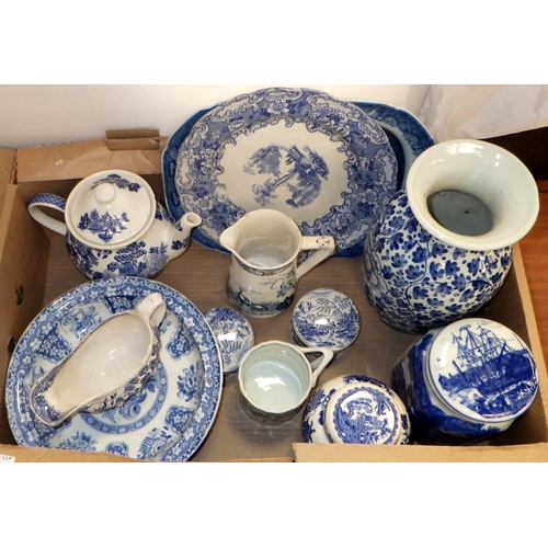 178 - Four boxes of misc ceramics mainly blue & white (4)