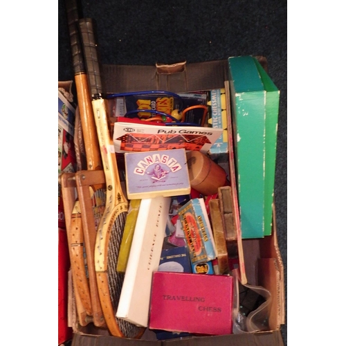 183 - Two boxes of misc vintage games, Pelham puppets etc (2)